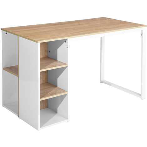 Bicolor Writing Computer Desk With Storage Large Students Study