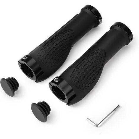 Bicycle grips - Anti-slip rubber grips - Double locking mechanism - Bicycle grips - Handlebars - Aluminum alloy handlebars for mountain bikes and scooters - Black