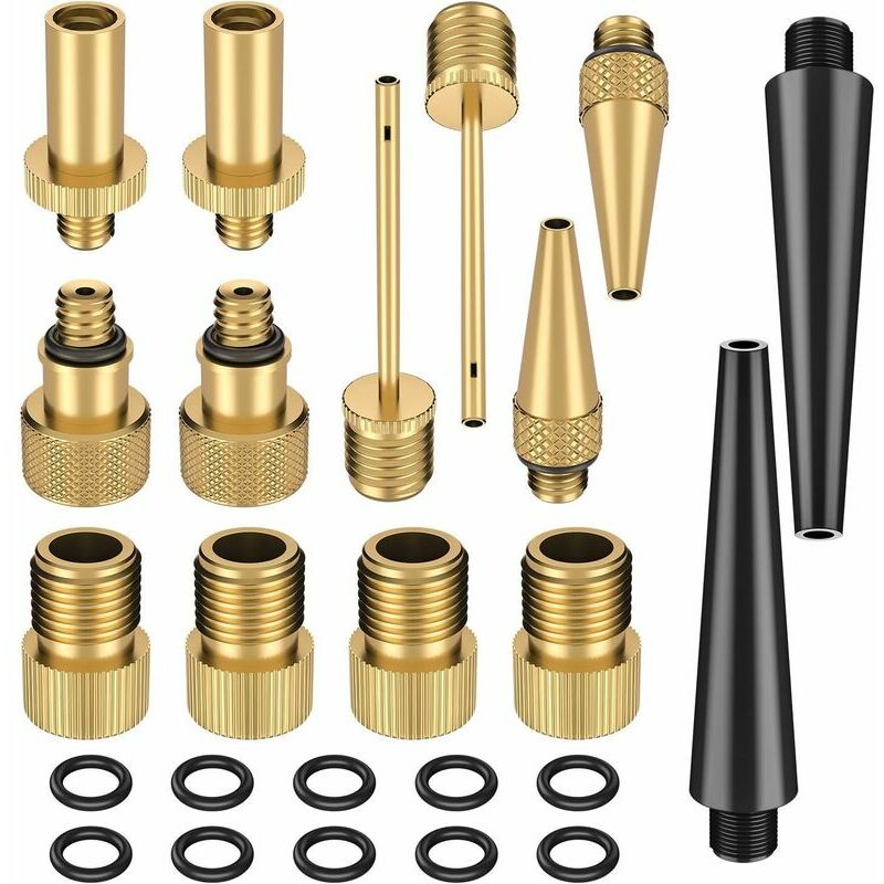 Hoopzi - Bicycle pump adapter valve adapter kit, made of pure copper automatic bicycle valve valve, no air leakage, no fading dv av sv valve, for