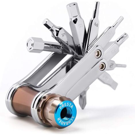 Bicycle Tool Mini 11 in 1 Multi-Tool - Kit multi-utensile per catena/Torx/esagonale/cacciavite per biciclette - Strumenti di riparazione meccanica per biciclette con gonfiatore di CO2