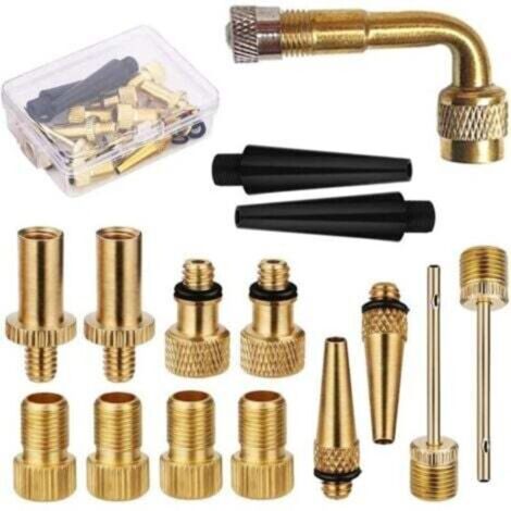 Bicycle valve adapter set, 15 pieces, reducer tips, tire inflation adapter set, ball pump needle, universal