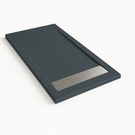 Bidai Framed Slate Effect Shower Tray - Slate Grey RAL 7015 70x160cm Steel Grate