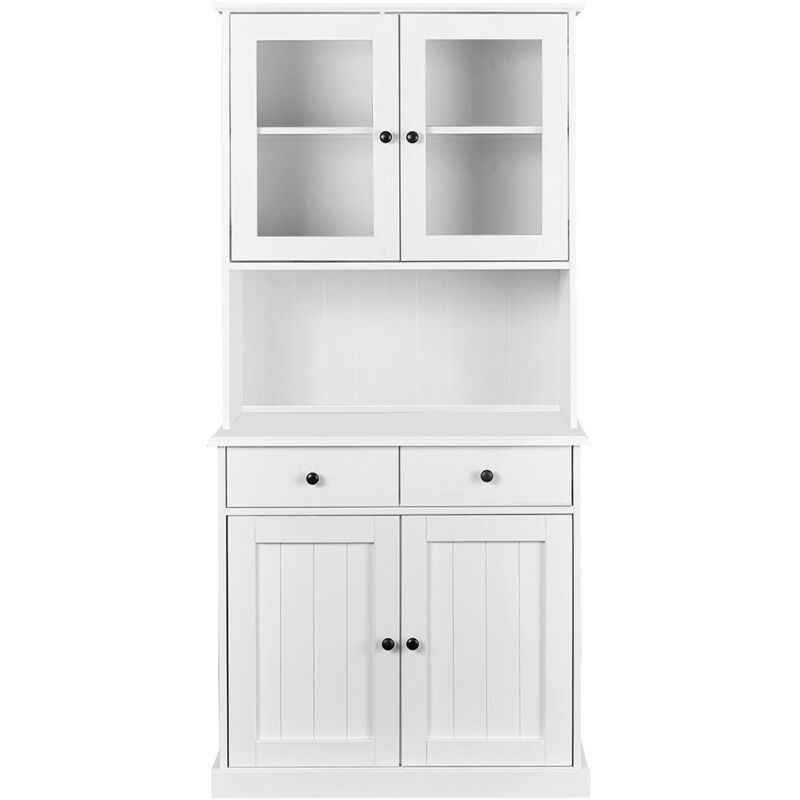 Altobuy - bidart - Buffet Vaisselier 4 Portes 2 Tiroirs Bois Massif Vernis Blanc