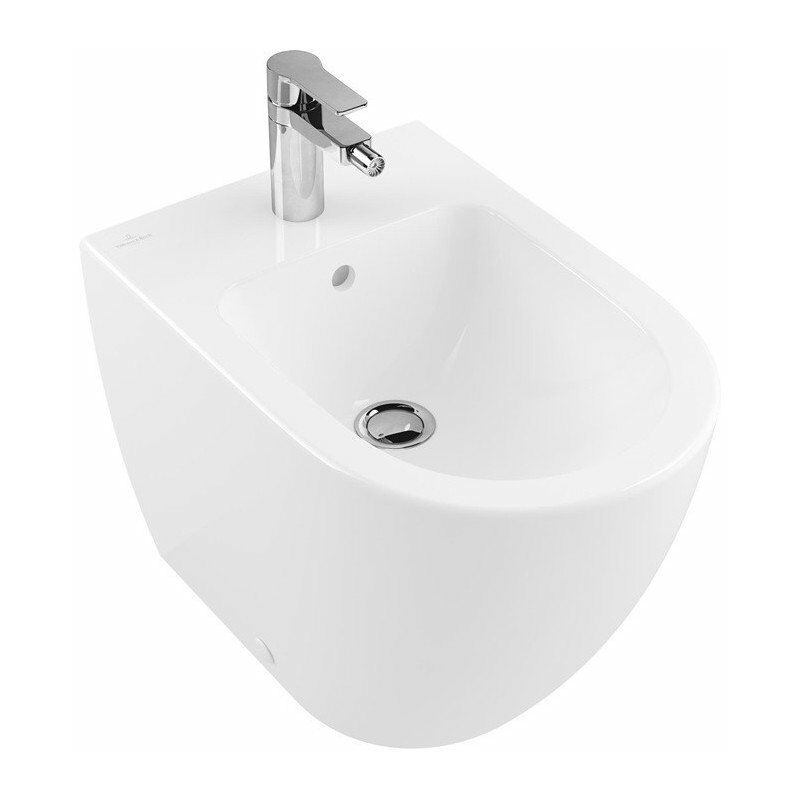 

Bidé de suelo 370 x 560 mm, para grifería de 3 orificios, orificio para grifería central perforado, con rebosadero, modelo autoportante, para