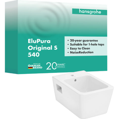 Bidé mural hansgrohe EluPura Original Q, 1 orificio de grifería,