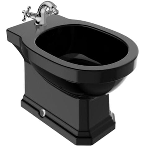Bidet au sol CARMEN - noir brillant - 1 trou de robinetterie - Roca