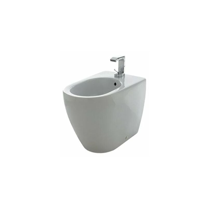 Bidet au sol monotrou 35x53 cm en céramique blanc brillant - Cielo Smile