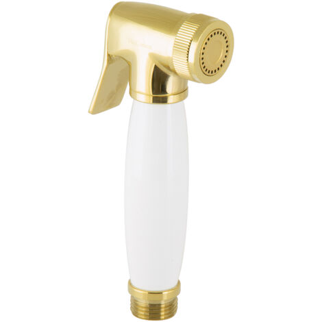 Bidet-Brause Handbrause Gold Spraybrause mit Keramikgriff Retro Nostalgie