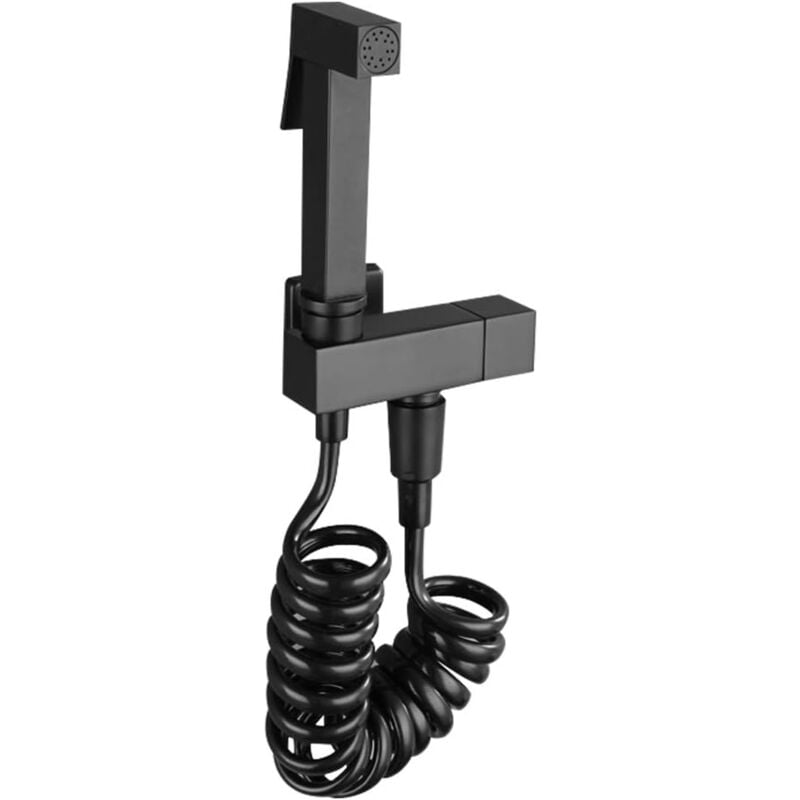Galozzoit - Bidet Douchette Noir Pulvérisateur à Main Multifonctionnel Cuivre Bidet Fixé Au Mur Tuyau De Toilette Support De Valve Pour Salle De