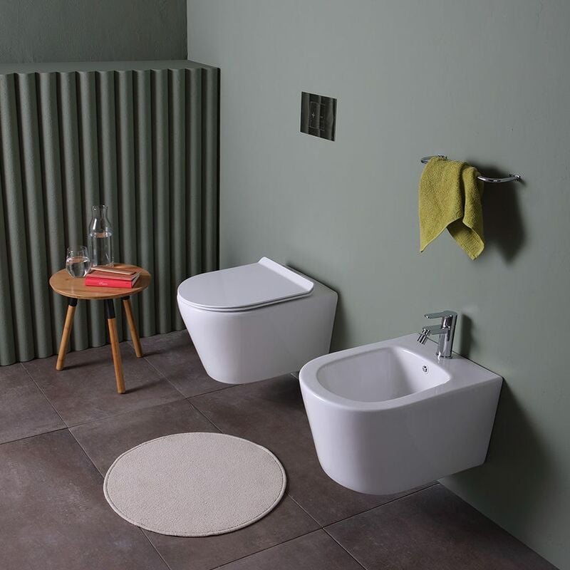 Bidet e Wc Sospesi In Ceramica Filomuro Blues