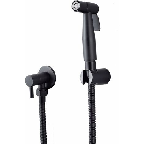 Bidet in acciaio inossidabile e spruzzatore per WC, kit spruzzatore per bidet, spruzzatore per WC con spruzzatore per rubinetto (nero)