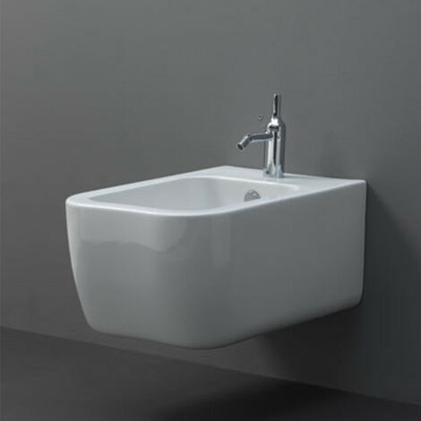 Bidet in Ceramica per Installazione Sospesa BRIO Filomuro Bianco Lucido - Design Elegante
