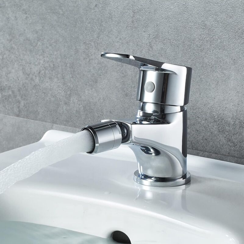 Dpzo - Bidet Lavabo Bec Bas, Robinet de Salle de Bains, Chromé, Argent