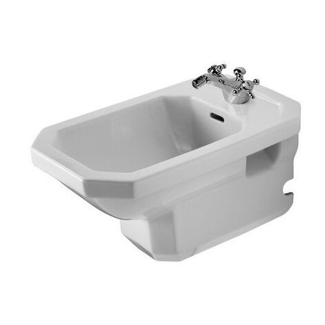 Bidet mural 1930avec trop plein plage de robinettrie 360x580mm 1 trou de robinetterie blanc