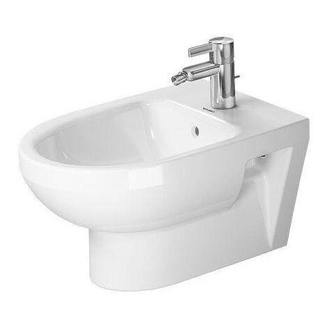 Bidet mural DURASTYLE BASICavec trop plein plage de robinettrie 370x540mm 1 trou de robinetterie blanc