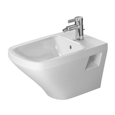 Bidet mural DURASTYLEavec trop plein plage de robinettrie 370x540mm 1 trou de robinetterie blanc
