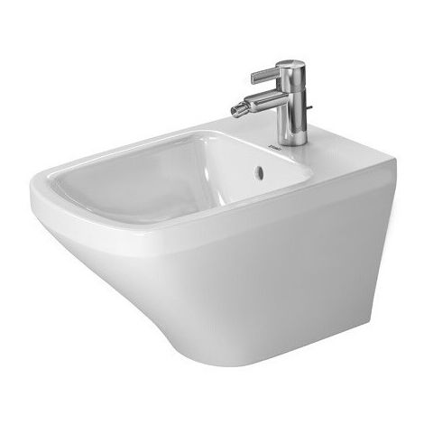 Bidet mural DURASTYLEavec trop plein plage de robinettrie 370x540mm 1 trou de robinetterie blanc