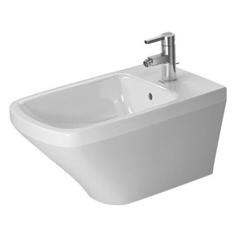 Bidet mural DURASTYLEavec trop plein plage de robinettrie 370x620mm 1 trou de robinetterie blanc