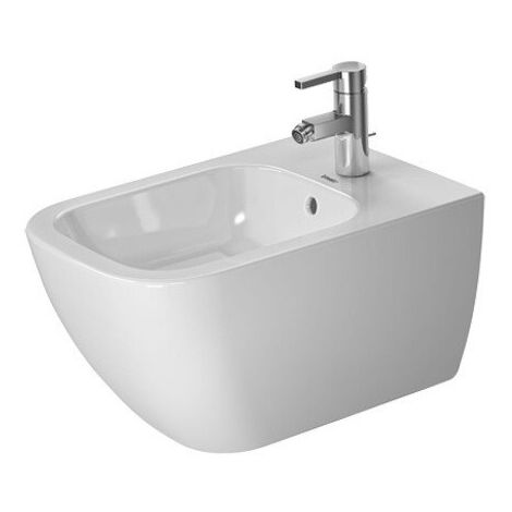 Bidet mural HAPPY D.2avec trop plein plage de robinettrie 355x540mm 1 trou de robinetterie blanc