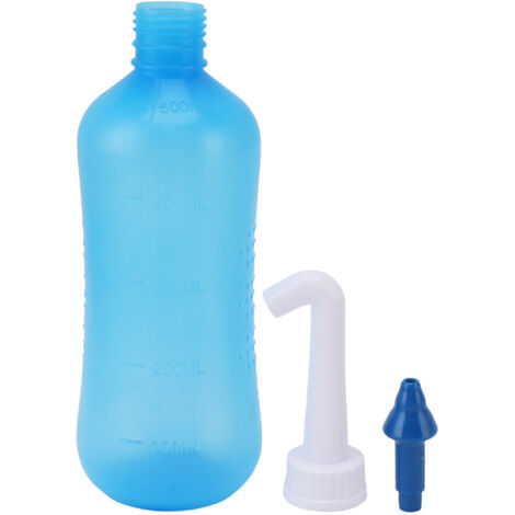 Bidet Nasal Manuel avec Bouchon 5 Trous – Rinseur Sinus Irrigation pour Enfants et Adultes 500ml – ABS Résistant – Kit de 3 Accessoires