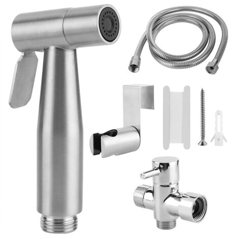 Bidet-Sprühkopf aus Edelstahl mit Halterung – WC- und Windel-Sprühkopf – G7/8-Zoll-Flexanschluss-Set
