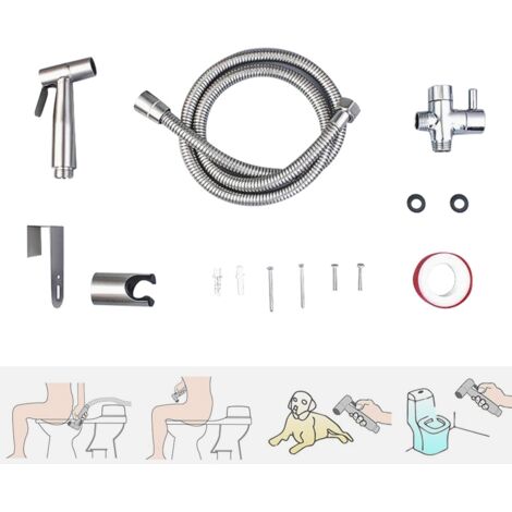 Bidet-Sprühkopf aus Edelstahl, Reinigungsset für Bidet mit 1/2"-EU-Anschluss