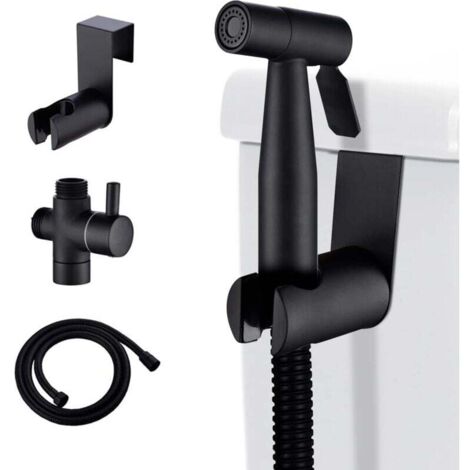 Bidet-Sprühset aus Edelstahl, tragbarer Bidet-Sprühkopf mit einstellbarem Wasserdruck, schwarz