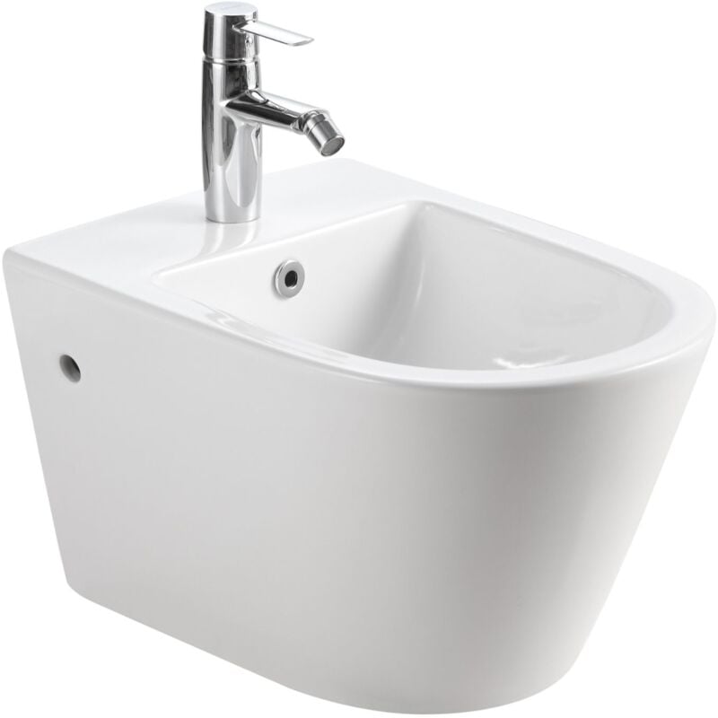 Bidet suspendu avec trou pour robinet et protection anti-Sans rebord Creavit bidet suspendu douche mural bidet wc céramique blanc - ‎52,5 x 36,5 x 30