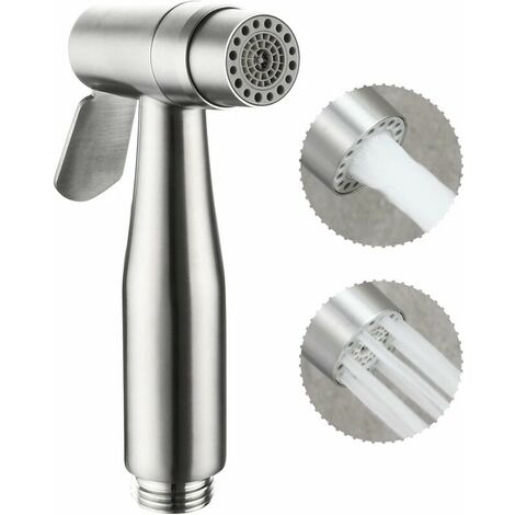 Bidet Toilettensprüher Edelstahl Waschbecken Handbrause Silber Toilettensprüher WC Duschkopf Wasserspar-Duschkopf Windel Sprayer für Küche WC Reinigung Dusche Haustierreinigung