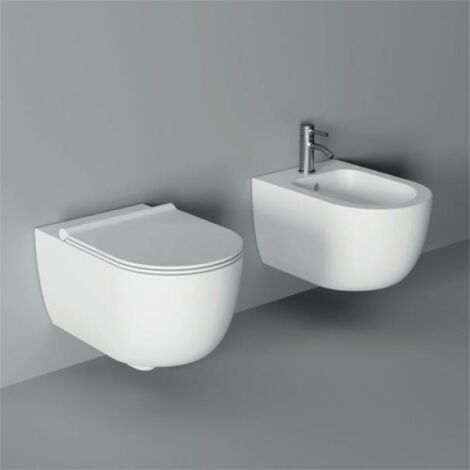 Bidet Unica sospeso salvaspazio cm. 50x35 bianco lucido di