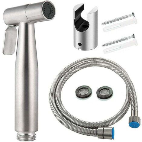 Bidet-Wasserhahn-Sprühgerät, Toiletten-Set mit Handbrause, Hand-Bidet-Sprühgerät, Toiletten-Duschkopf mit Schlauch + Edelstahlhalter + 2 Dichtungen