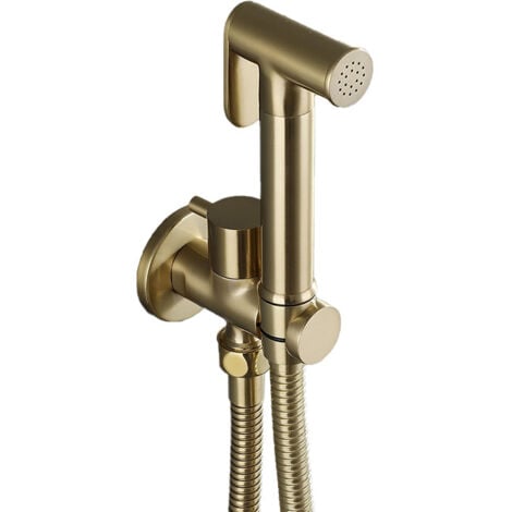 Bidetarmaturen Messing Bidet Set Wandhalterung Bidet Handbrause Spray Kaltes Wasser Handheld Bidet Spritze mit 1.5M Schlauch Gebürstetes Gold