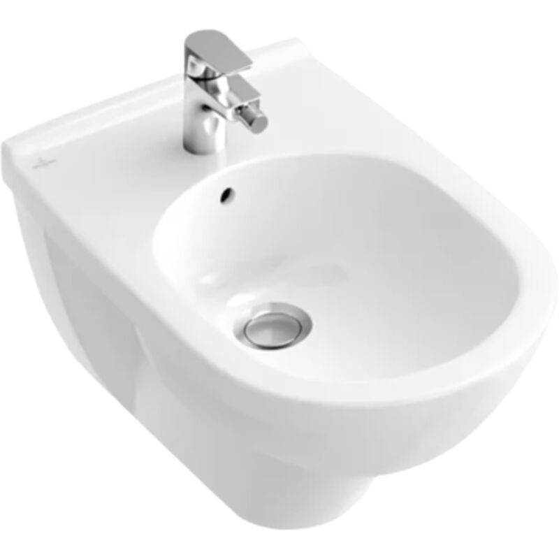 O.novo - Bidet suspendu à un trou avec trop-plein, 360 mm x 560 mm, blanc - bidet, à un trou pour la robinetterie 54600001 - Villeroy&boch