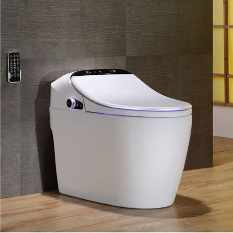 Bidettoilette intelligent, weiß, Monobloc, bodenstehend - Öffnung/Spülung automatisch, Sitz beheizt, Düse selbstreinigend verstellbar, Konstruktion wassersparend, Stecker EU, Abfluss horizontal, Desig