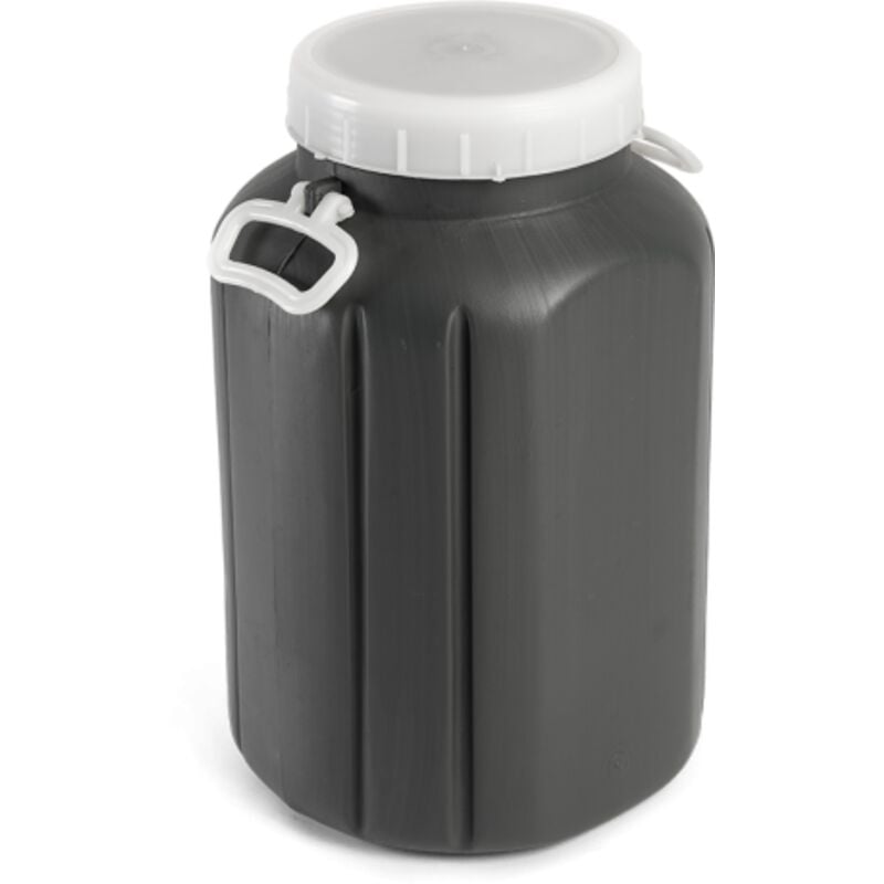 

Bidón de plástico con boca ancha Gris tapa blanca de 30 litros