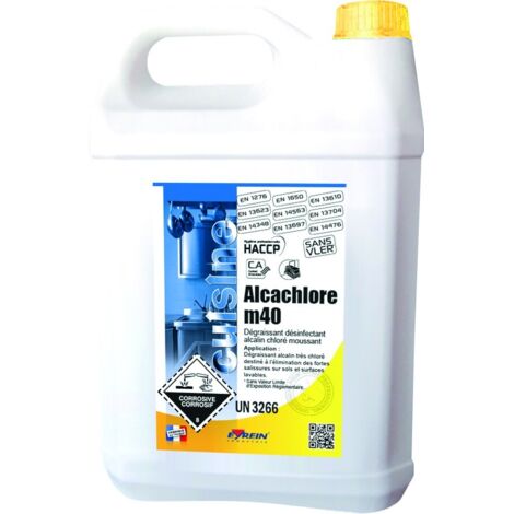 Bidon 5kg degraissant desinfectant alcalin chlore moussant EYREIN - 57620