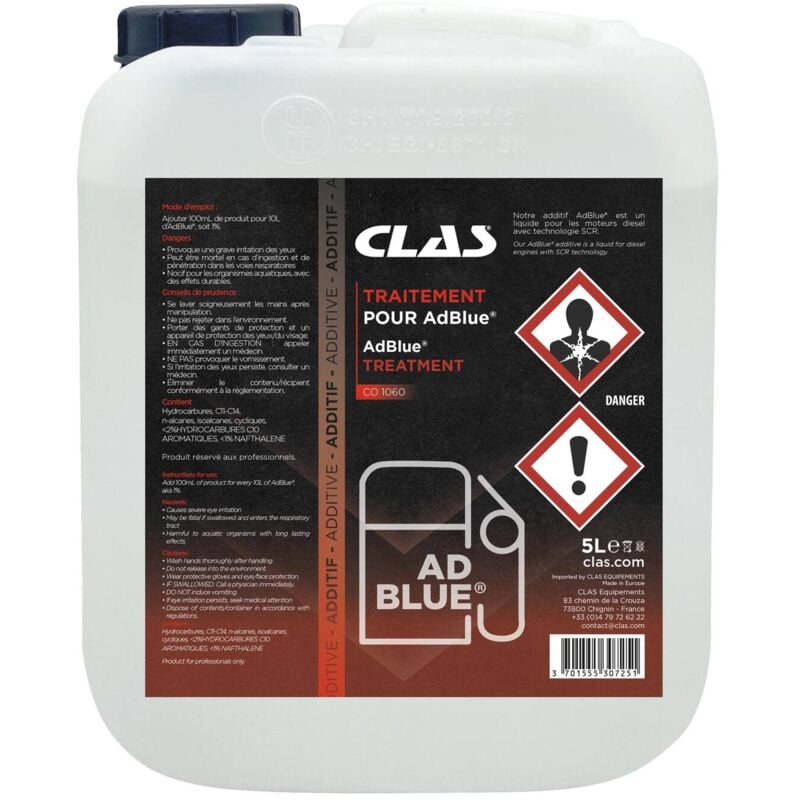 Bidon 5L additif anti-cristallisant AdBlue - CO 1060 - CLAS Equipements