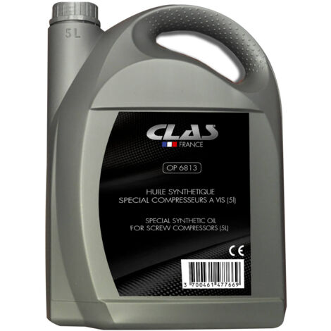 Bidon 5L d'huile synthétique spéciale compresseurs à vis - OP 6813 - CLAS Equipements