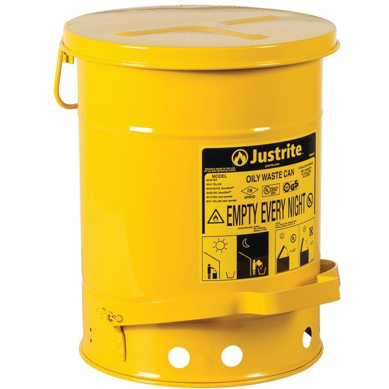 Bidon à déchets huileux Jaune en Acier, 53L ( Prix pour 1 )