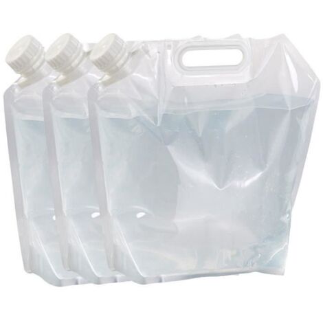 Bidon à eau pliable - Semptec - Pack de 3 - 5 L - Transparent - Sans BPA