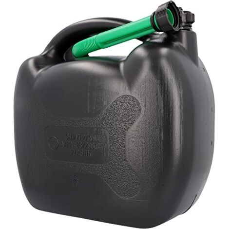BIDON À ESSENCE POUR CARBURANT DE TOUTES SORTES, AVEC HOMOLOGATION UN ET BEC VERSEUR EN PLASTIQUE NOIR 20 L CARTREND 11265