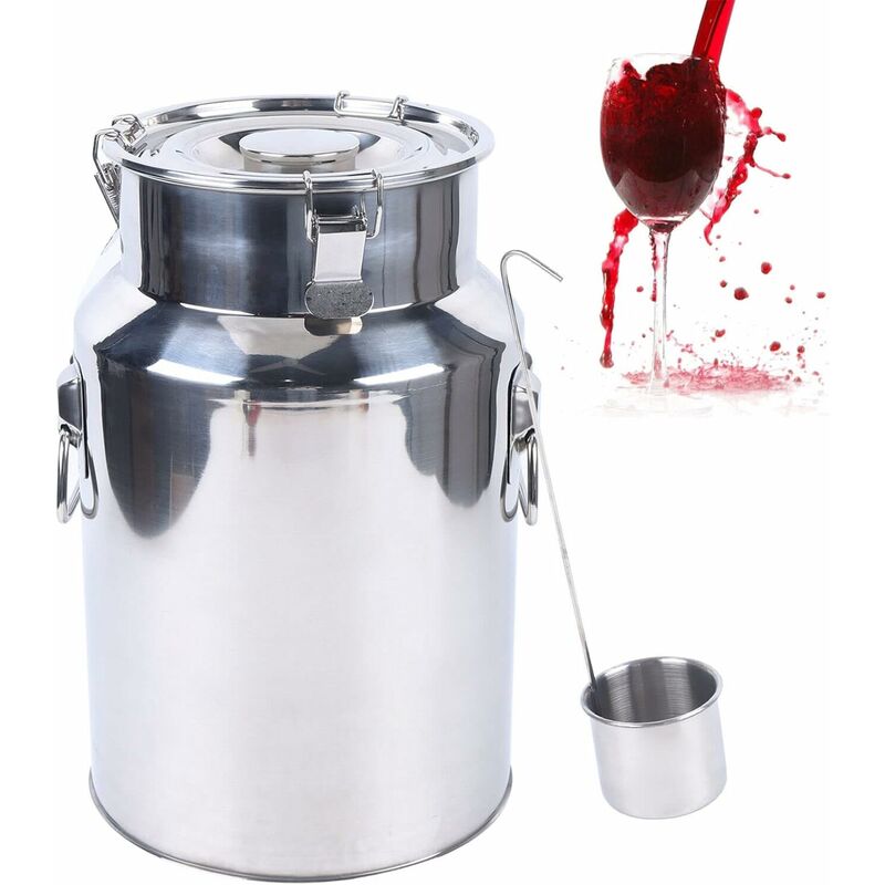 Bidon à Lait Acier Inoxydable 304 Seau à vin Boîte de Transport de Lait Cruche fourre Tout pour Le Transport de Boissons soupes et sauces 18 l
