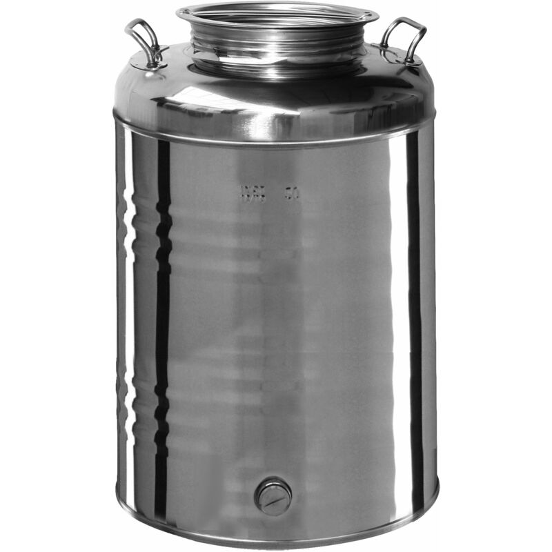 Poubelle agrafee olivari en acier inox 50 lt poignees,bouchon a vis s/robinet