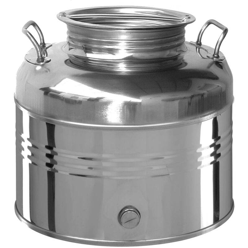 Poubelle agrafeuse en acier inox olivari 15 lt poignees,bouchon a vis s/robinet