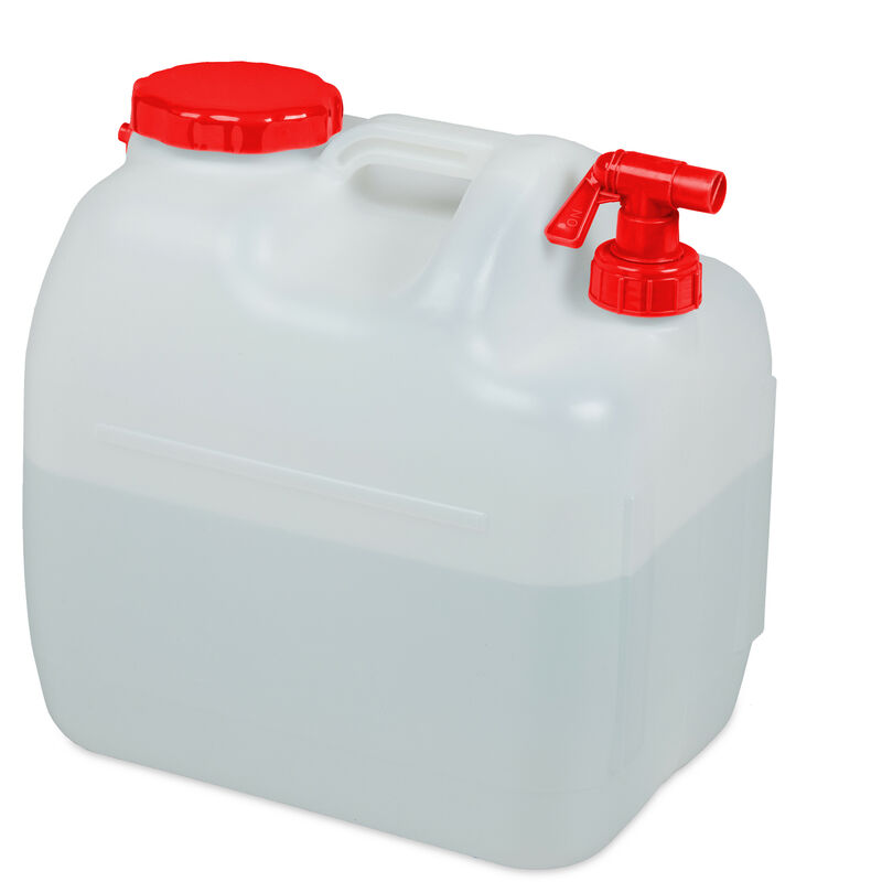 

Bidón de agua con grifo, Tapa de rosca ancha, Accesorio de camping, 23L, Sin BPA, Blanco & Rojo, 1 Ud.