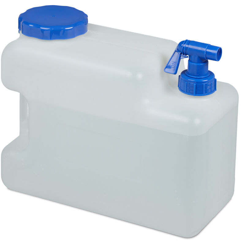 

Bidón de agua con grifo, Tapa de rosca, Garrafa XL, Camping, 12L, Sin BPA, 1 Ud., Blanco