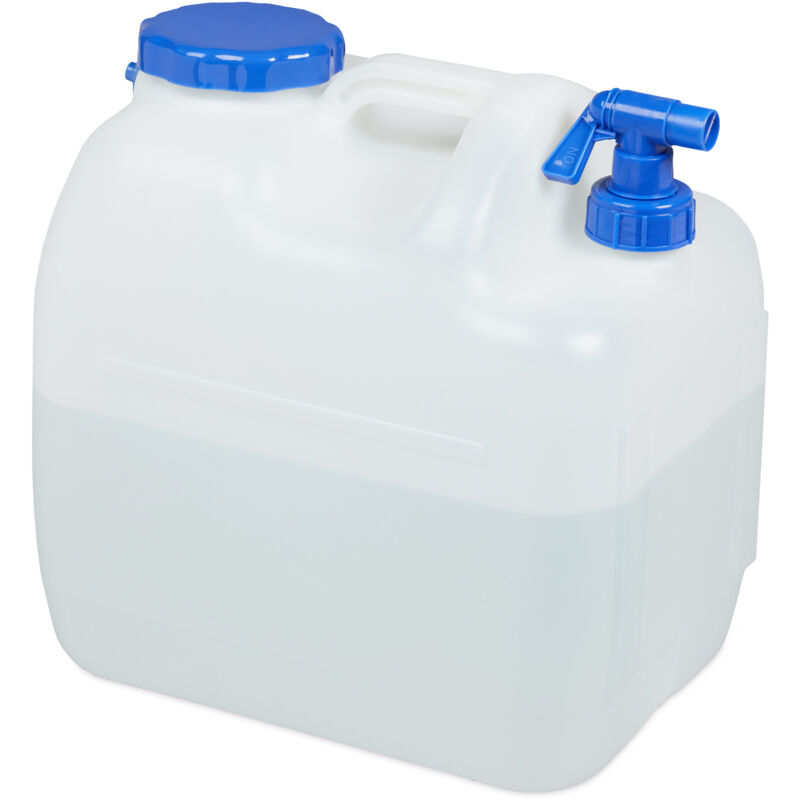 

Bidón de agua con grifo, Tapa de rosca, Garrafa XL, Camping, 23L, Sin BPA, 1 Ud., Blanco