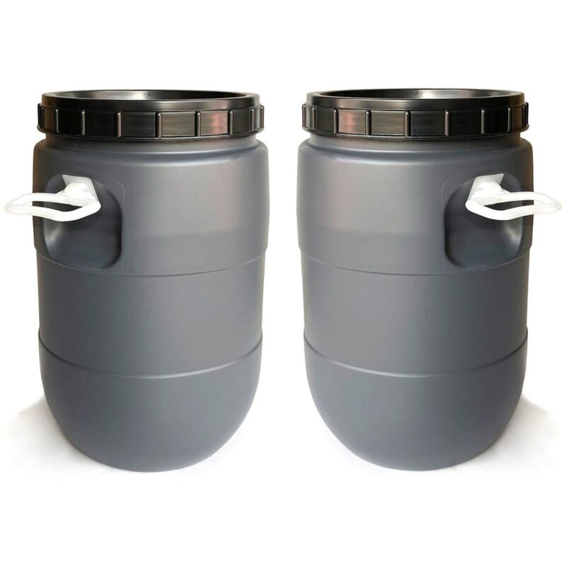 

Bidon de boca ancha de 30 litros | X2 UNDS | Con Asas | Gris