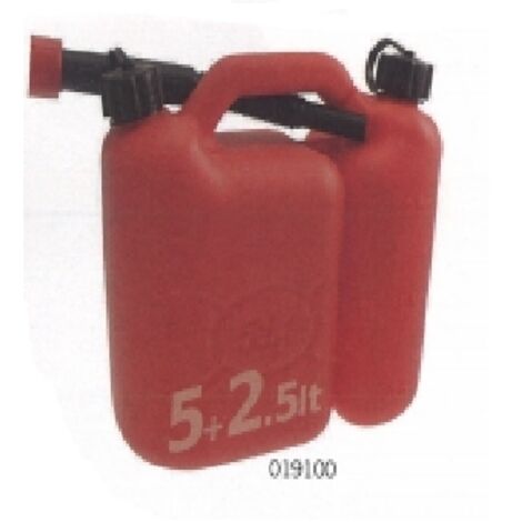 Bidon de carburant et d'huile rouge double usage 5lt + 2,5lt avec tube d'extension 019100