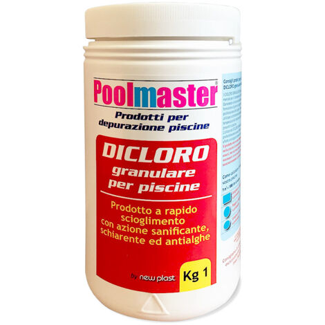 Bidón de Dicloro granulado poolmaster 1 kg para piscinas